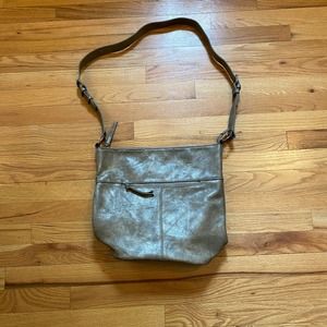 NWOT Joy Susan Large Crossbody Messenger Bag Purse Zip Vegan Adjustable Taupe